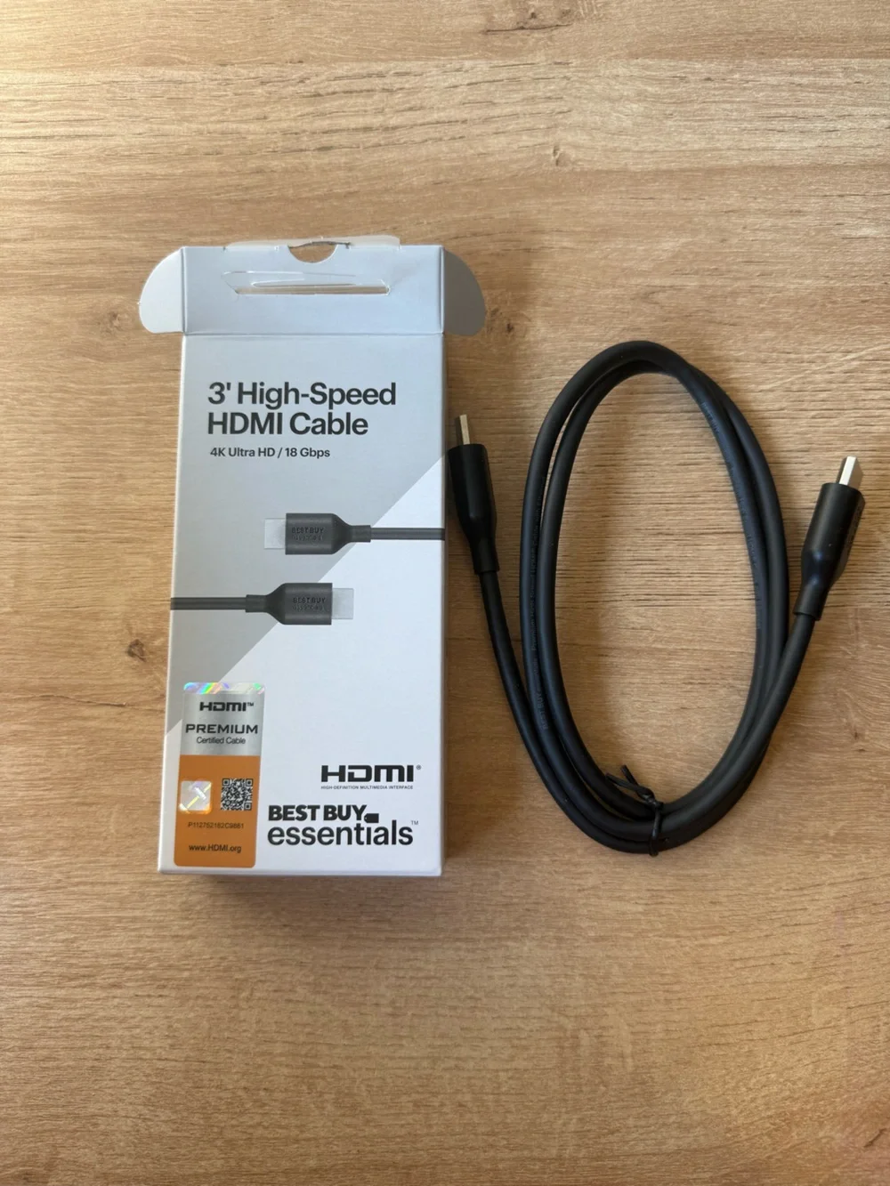 3’ High Speed HDMI Cable New In Box Best Buy Essentials